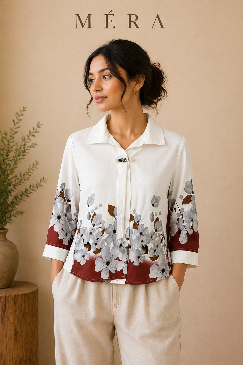 Crimson Flora Shirt